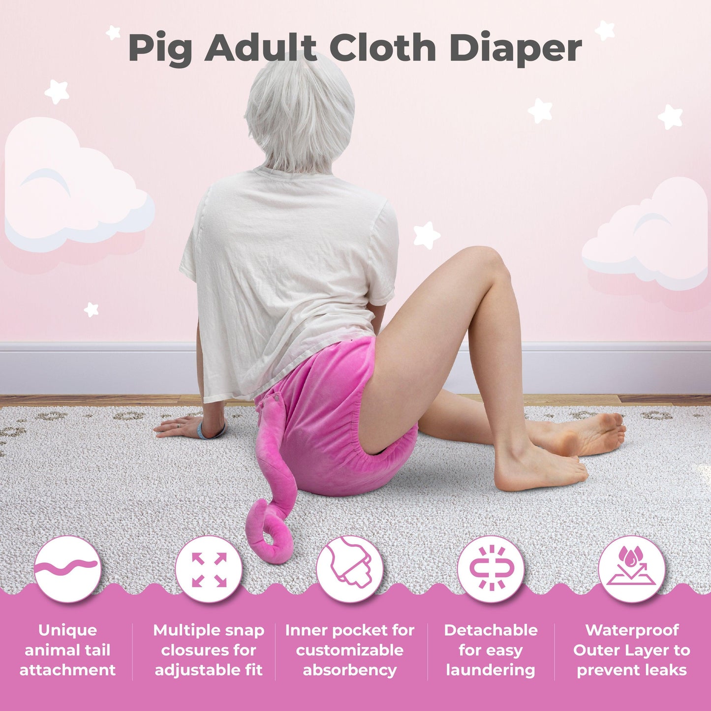 Pig Tail- Adult Cloth Diaper - Lil Comforts