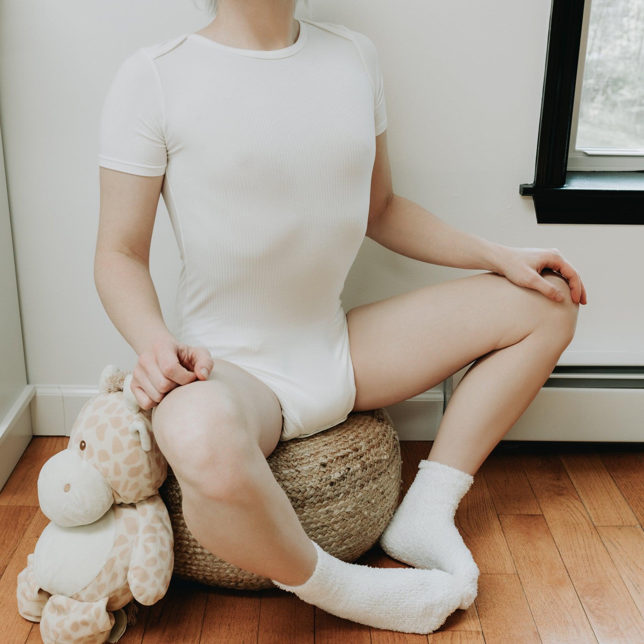 Bone- Adult Ribbed Onesie - Lil Comforts