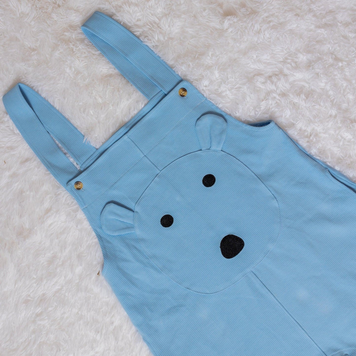 Blue Bear- Adult Ribbed Overalls - Lil Comforts