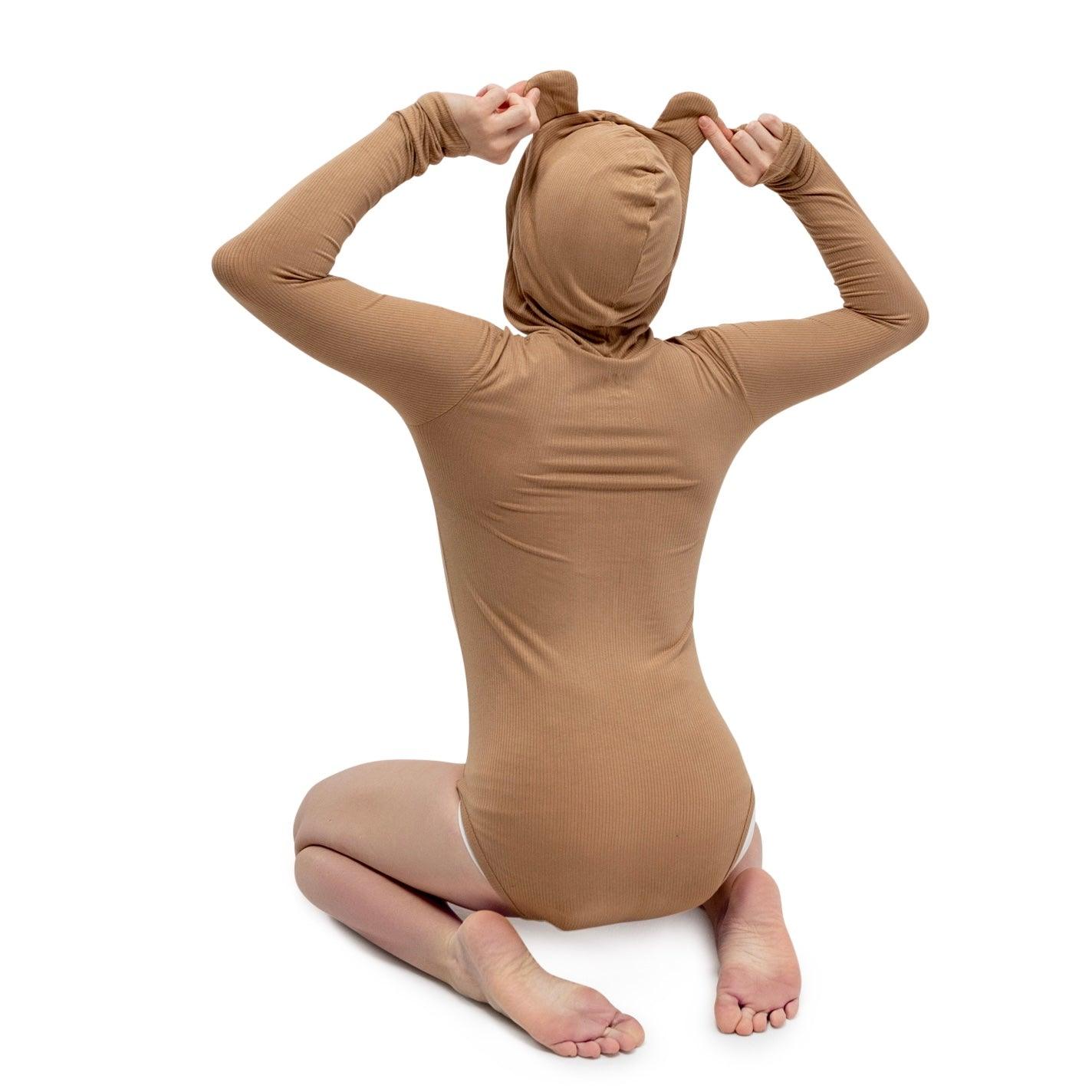 Bear Hood- Adult Ribbed Onesie