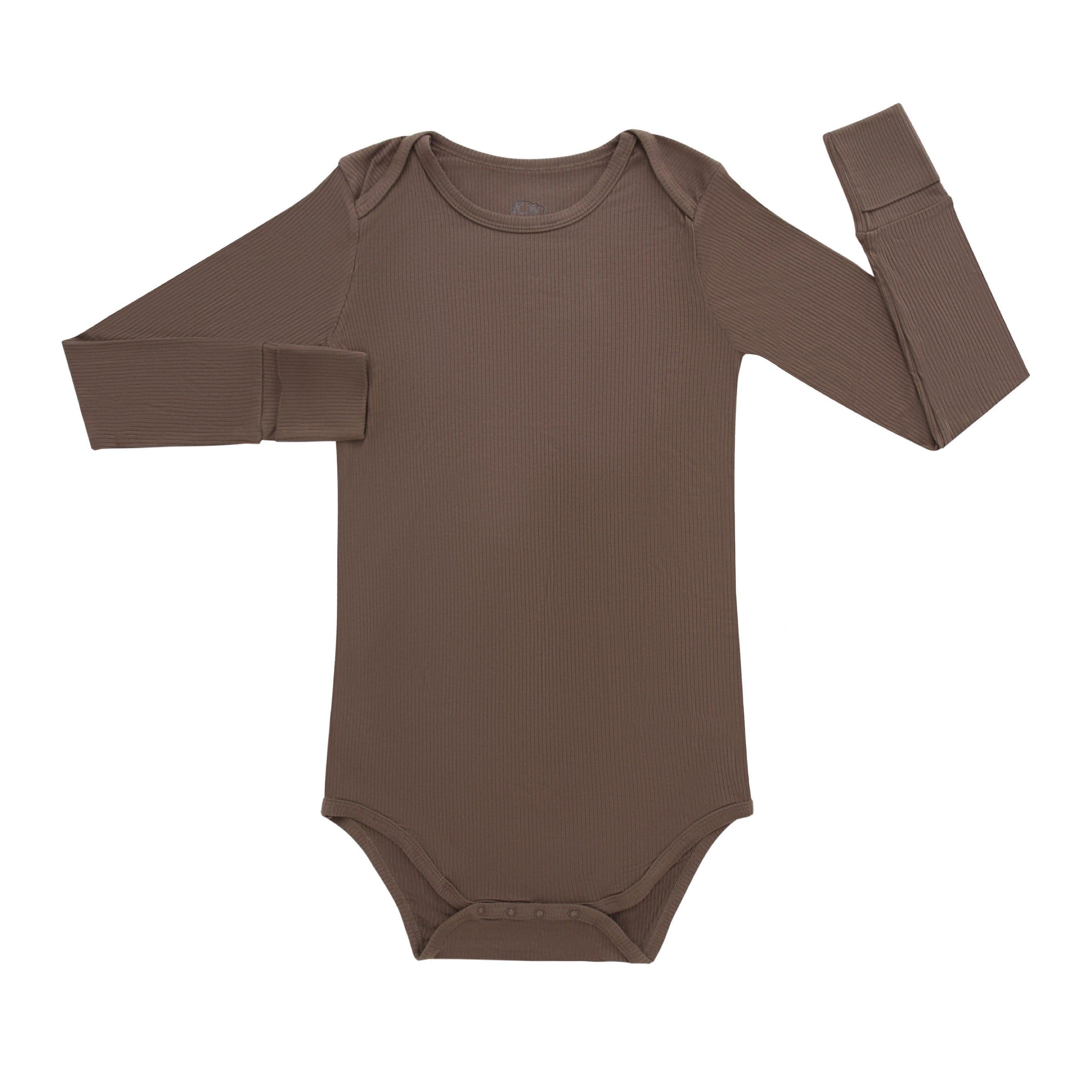 Mocha- Adult Ribbed Onesie - Lil Comforts
