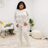 Teddy Bear- Adult Ribbed Bamboo Footed Pajamas