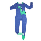Stripe the Dino- Adult Bamboo Terry Footed Pajamas