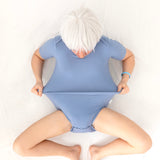 Vista Blue- Adult Ribbed Bamboo Onesie