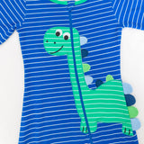 Stripe the Dino- Adult Bamboo Terry Footed Pajamas