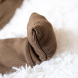 Mocha- Adult Ribbed Onesie - Lil Comforts